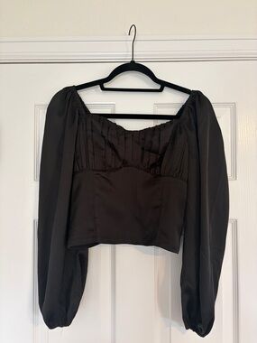 Abercrombie Black Satin Top